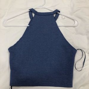 Zara blue high neck crop top